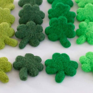 Felt Shamrocks- Set of 4- Shades of Green- St. Patrick's Day DIY Craft Shape, Bowl Filler- Leprechaun Irish Tiered Tray Decor- 2.5"