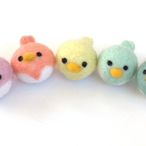 Spring Bird Chick Felt Shapes SET OF 5 PASTEL Colors Easter Bowl Filler, Home Decor Tiered Tray, Shelf Sitter, Gift Approx. 2.25 Long image 6