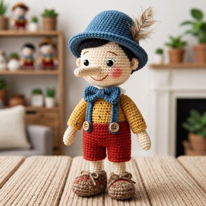 Wooden Boy Doll Crochet Pattern PDF – Long Nose Amigurumi ,Storybook Puppet Tutorial (Digital Download)