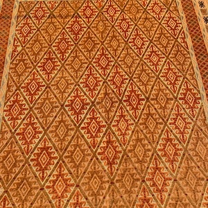 Afghan Mushwani Rug 5x6 Hand Woven Wool Flatweave Tribal Diamond Kilim Vintage Nomadic Area Rug Rust Orange Boho Décor