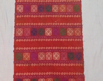 Handwoven Mexican Table Runner, Fuchsia Boho Fiesta Tablecloth, Colorful Southwestern Runner, Chiapas Boho Wedding Decor, Rebozo Scarf" 1x6