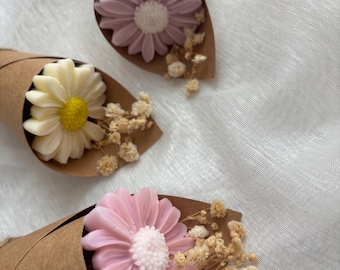 Cône bouquet fondant marguerite - Merci cadeau invités maîtresse / Atsem / nounou