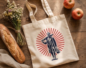 Bolsa de algodón, color natural, diseño vintage – Meister Ponzelar Krefeld, bolsa de compras, regalo, Bajo Rin, 10 L