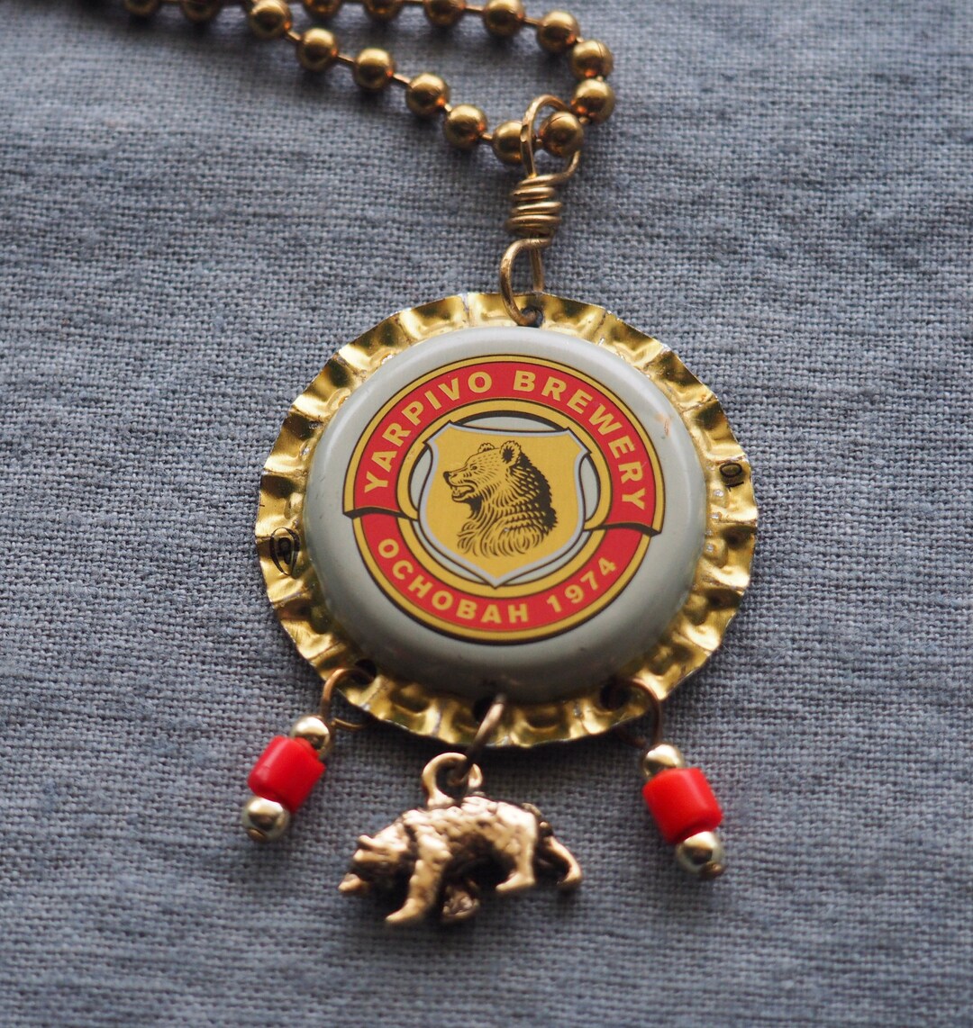 Bottle Cap Pendant, Recycled, Repurposed, Bear, Yarpivo, Beer Cap ...