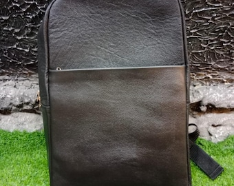 Handmade Real Leather Black Laptop Bag College Messenger Shoulder Satchel Bag