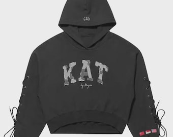 GAP x KATSEYE Schwarzer Fleece Hoodie, K-Pop Streetwear Pullover