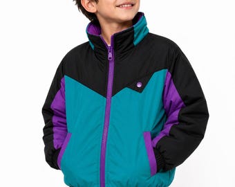 Kinder 90er Jahre Retro Colorblock Windjacke | Vintage Rave Style Mantel
