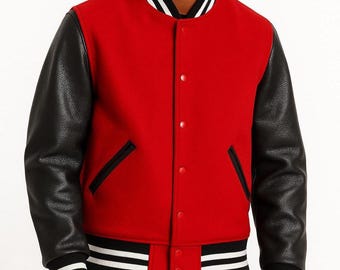 Handgefertigte Varsity Jacke für Männer | Klassischer Letterman Custom College personalisierter Baseball Bombermantel