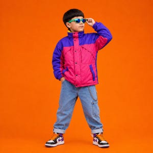 Retro windjack voor kinderen uit de jaren 90 met kleurblokken | Vintage ravejas geïnspireerd op olijfbomen