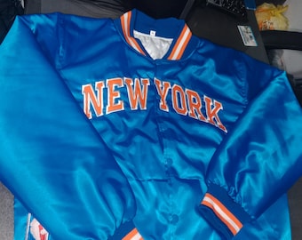 New York Knicks Vintage 90er Jahre Satin Varsity Jacke