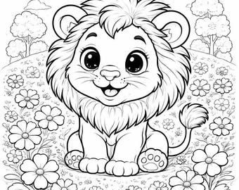Fröhlicher Löwe: Eine Fantasy-Malvorlage für kleine Künstler