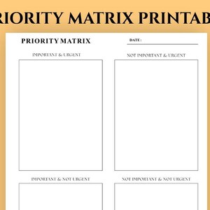 Eisenhower-Matrix zum Ausdrucken, Prioritätenplaner (PDF), Entscheidungsvorlage (Digitaler Download)