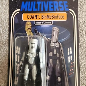 Count Bin McBinface 3.75” Vintage Space Opera Figure – Retro Galactic Cantina Companion, Star Battle Style Custom Art Toy