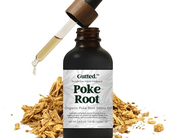 Wild-Infused Poke Root Herbal Oil, Castor Oil Body Care, Massage Botanical Infusion
