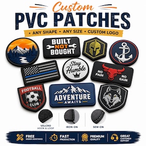 Custom PVC Patches | Personalized Rubber Patch | Velcro Iron On Sew On Patch | Custom Logo Patch | 2D 3D PVC Morale Patch