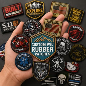 Custom PVC Rubber Patch Personalized Logo Badge 3D Raised Velcro Iron On Sew On Tactical Hat Backpack Patch