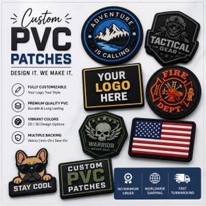 Custom PVC Patch, Personalized Rubber Patch, Custom Logo Patch, 3D PVC Patch, Velcro Patch, Iron On Patch, Sew On Patch, Tactical Patch
