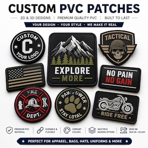 Custom PVC Patch | Personalized Rubber Patch | 2D & 3D Logo Patch | Velcro Iron On Sew On | Custom Tactical Patch | Business Logo Badge