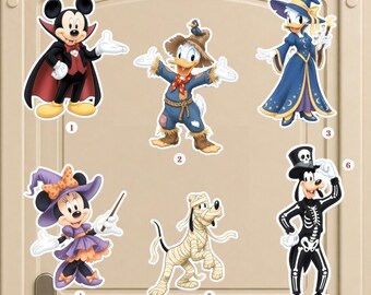 Personalized Halloween Disney Magnet, Mickey Minnie Donald Pluto Goofy Halloween Magnet, Spooky Disney Cartoon Character Decor