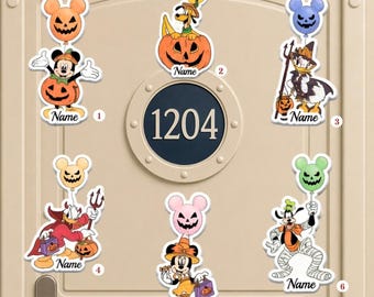 Personalized Disney Halloween Mickey & Friends Magnet, Mickey Spooky Balloon Halloween Magnet, Mickey Pumpkin Magnet, Family Trip Gift