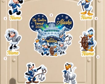 Personalized Alaska Cruise Door Magnet, Disney Wonder Family Vacation Decor, Mickey Friends Winter Cruise Line Magnet,Magic Alaska Trip