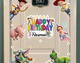 Personalized Toy Story Birthday Door Magnet, Custom Kids Birthday Door Decor Magnet, Toy Story Pixar Day At Seas 2026, Birthday Decor