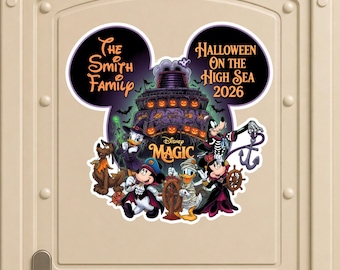 Personalized Halloween Disney Cruise Door Magnet, Halloween Mickey Minnie Donald Goofy Magnet, Halloween On The High Seas 2026