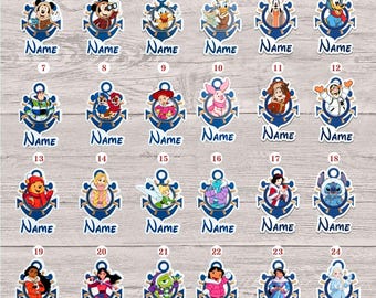 Personalized Disney Cruise Door Magnet, Disney All Character Inside Boat Helm Wheel Magnet, Family Vacation Stateroom Door Decor