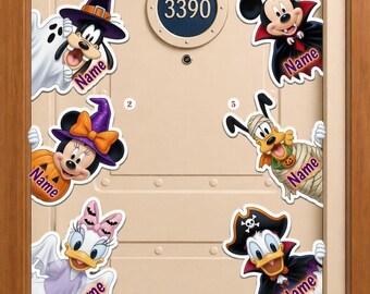 Personalized Halloween Cruise Door Magnet, Halloween On The High Seas Disney Magnet, Mickey & Friends Family Cruise Ship Stateroom Door