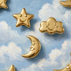 Celestial Star Cloud Moon Schrank Knöpfe Schublade zieht Kinder Kinderzimmer Möbel Hardware Messing Gold niedlich lächelnd Himmel Schublade Griffe Dekor