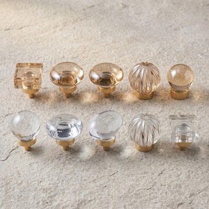 Kristalglas kastknoppen Messing ladegrepen Luxe helder barnsteen meubelbeslag voor keuken garderobekast moderne decoratieve handgrepen