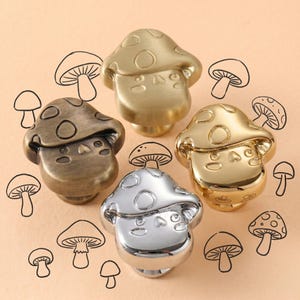 Mushroom Cabinet Knobs Set, Cute Gold Silver Brass Drawer Pulls, Forest Dresser Handles, Nursery Kids Room Furniture Hardware Decor