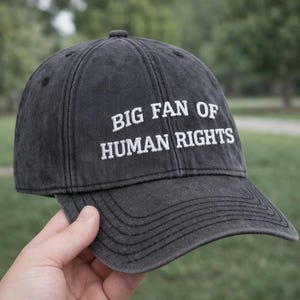 Big Fan of Human Rights Hat, Embroidered Equality Cotton Hat, Political Statement Activist Hat, Social Justice Baseball Cap, Feminist Gift