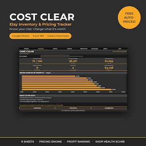 Etsy Inventory Tracker Google Sheets | COGS Pricing Calculator Excel | Handmade Small Business Profit Tool