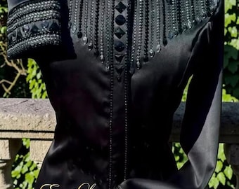 Handmade Black Western Show Shirt, Rhinestone Horse Riding Competition Apparel