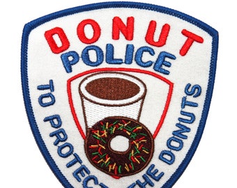 Novelty Donut Police To Protect The Donuts Embroidered Iron On Patch Applique