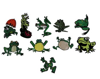 ID 0397 Frog On Lily Pad Patch Prince Pond Relax Embroidered Iron On Applique