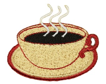 ID 1273 Fancy Tea Cup Patch Coffee Heart Expresso Embroidered Iron On Applique