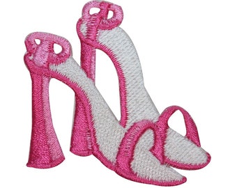 ID 7429 Blue Heel Woman Shoe Patch Bow Fashion Pump Embroidered Iron On Applique