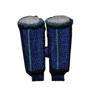 Peut inclure: Deux patchs en tissu brodés bleu et blanc en forme de bongos.