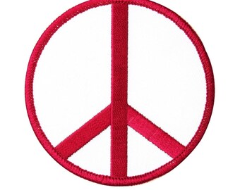 3 Inch Peace Sign Magenta on White Patch Hippie Apparel DIY Iron On Applique
