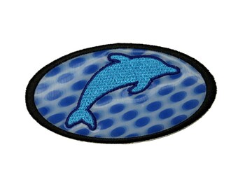 Holographic Dolphin Patch Jumping Ocean Beach Zoo Embroidered Iron On Applique