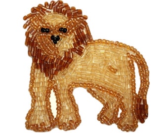 ID 8872B African Lion Patch Safari King Animal Craft Beaded Iron On Applique