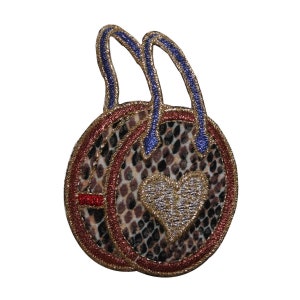 ID 8365 Schlangenhaut Herz Taschen Aufnäher Geldbörse Fashion Stickapplikation zum Aufbügeln