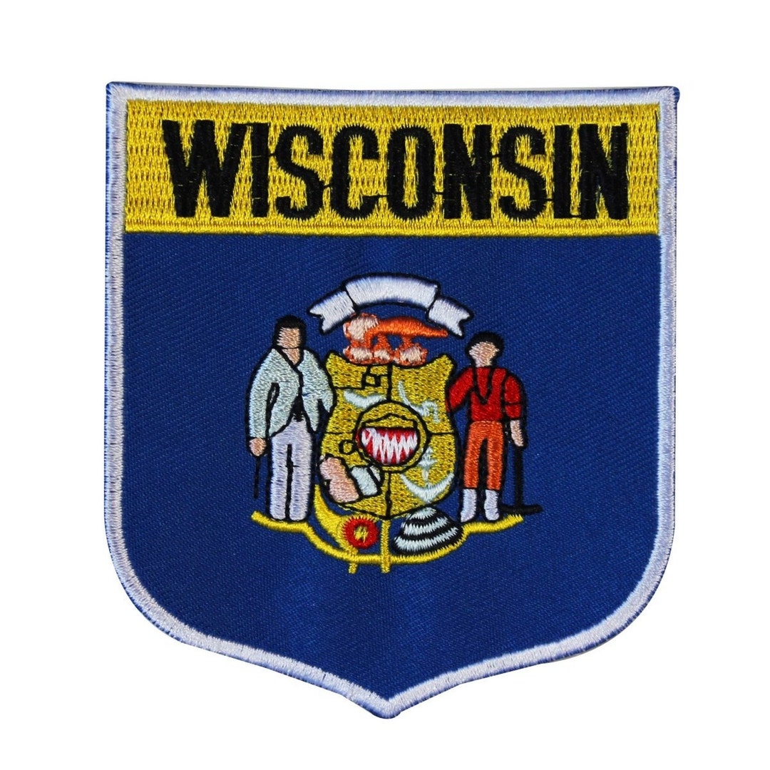 State Flag Shield Wisconsin Patch Badge Travel USA Embroidered Iron on ...