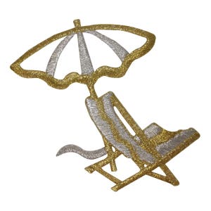 ID 1786 Fancy Beach Chair Patch Vacation Ocean Craft Embroidered IronOn Applique