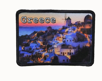 Greece Village Countryside Patch Ocean Travel Dye Sublimation Iron On Applique