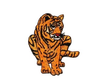 ID 0659A Circus Tiger Patch Bengal Zoo African Cat Embroidered Iron On Applique