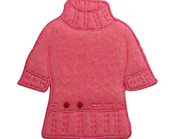 ID 7906 Fuzzy Winter Sweater Patch Woman Coat Felt Embroidered Iron On Applique
