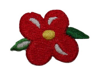 ID 6687 Red Flower Blossom Patch Garden Symbol Head Embroidered